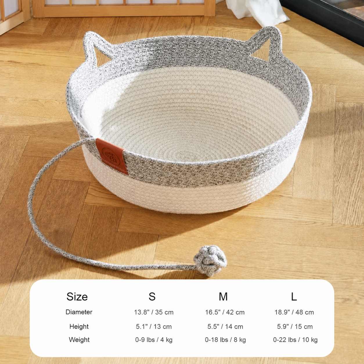 Instinct Basket grey with size chart